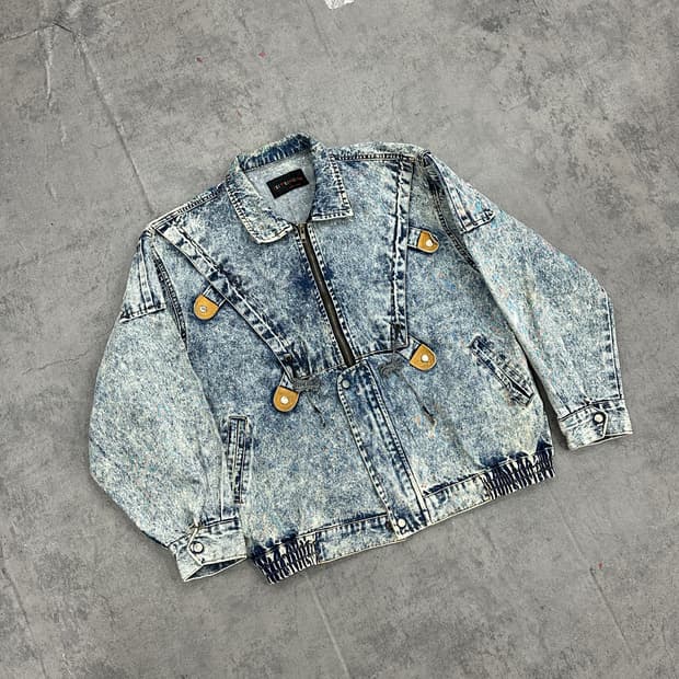 빈티지 워싱 데님 봄버 자켓
