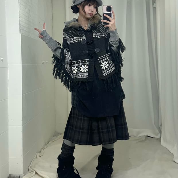 그레이 사와코 눈꽃 케이프 니혼진 코디세트