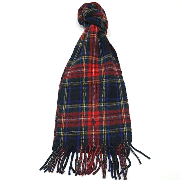 MX596 폴로 90s 이태리판 램스울 타탄체크 레드 머플러 목도리