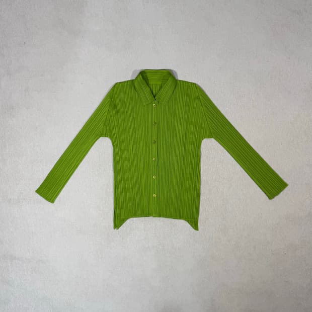 Pleats Please Green Long Sleeve Shirt