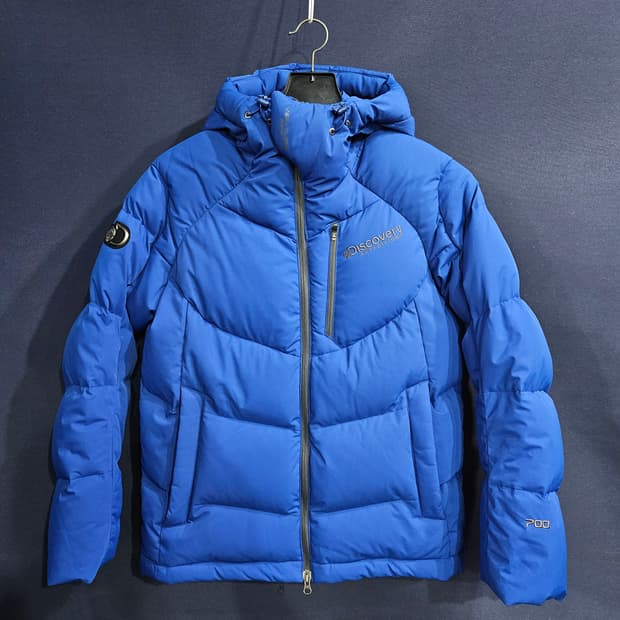 디스커버리 블루컬러 남성 슬림핏 95 구스다운 후드패딩 