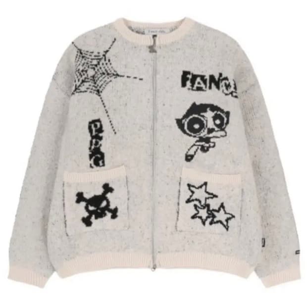 네스티팬시클럽 버터컵 그래픽 니트집업 파워퍼프걸