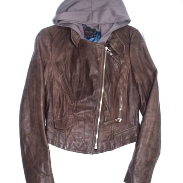 Italy-brown washed hood learher jacket