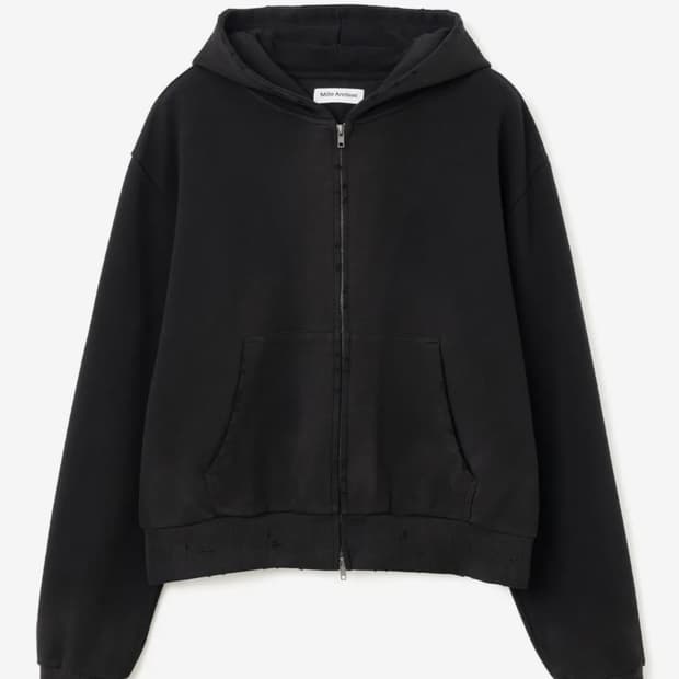 (L) 밀로아카이브 데미지 쇼트 후드집업 블랙 판매