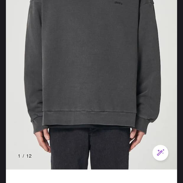 준지 23ss 가먼트다잉 루즈핏 맨투맨 그레이 S (다잉 스웨트)