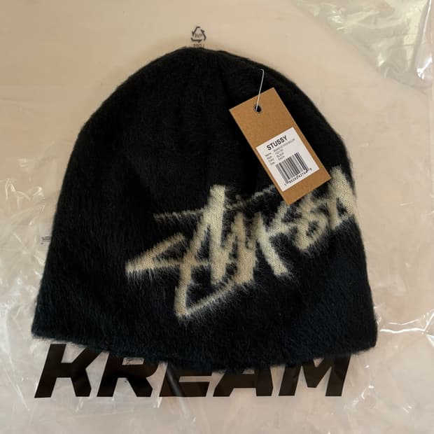 새상품) 스투시 브러쉬드 아웃 스탁 스컬캡 비니 블랙
