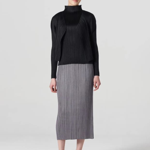 이세이미야케 플리츠플리즈 베이직 탑 가디건 세트