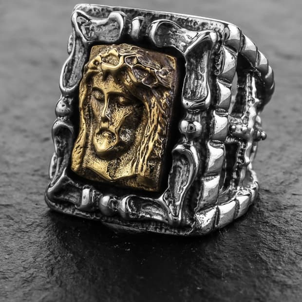 킹크로치 지져스 프레임 반지 킹크로치 은반지