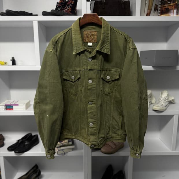빈티지 그린 트러커 자켓