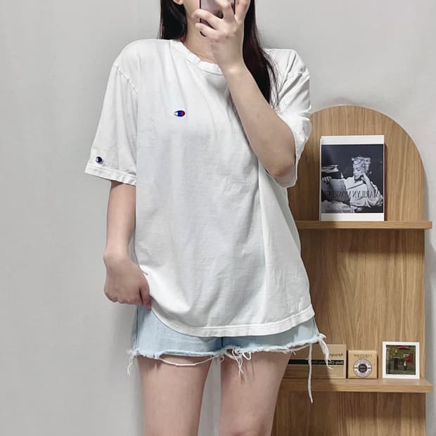 [정품] 챔피온 화이트 투로고 후들핏 반팔티 [ XL ]