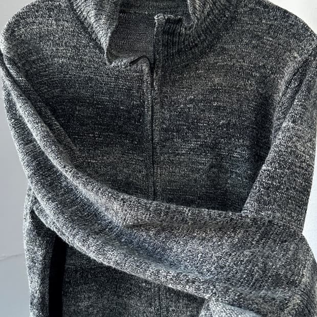 Pattern knitted 2way neck zip jacket
