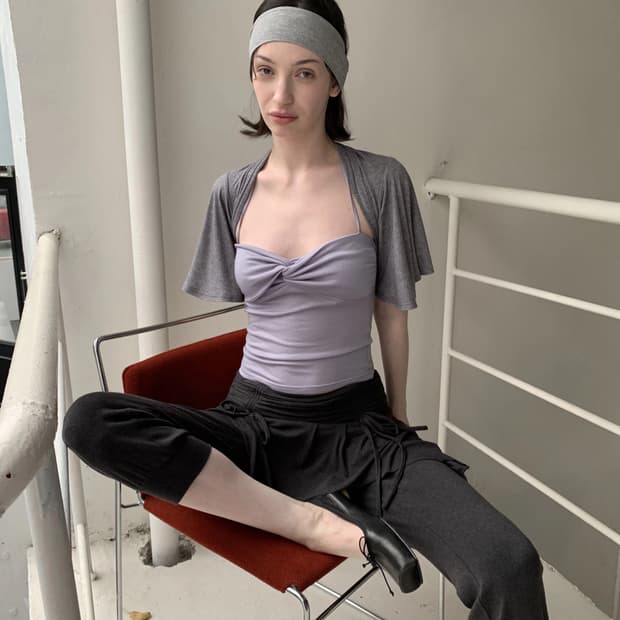 DKZ official 그레이 튜브탑 + 볼레로 가디건  세트