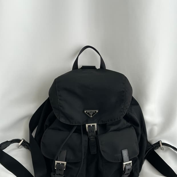 프라다 빈티지 블랙 백팩 라지