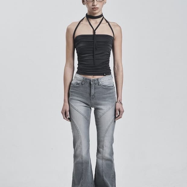 시너진 라인 워싱 데님 팬츠 그레이 M