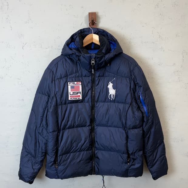 폴로랄프로렌 빈티지 빅포니 USA 덕다운 패딩 네이비
