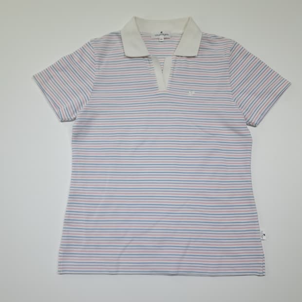 CK117 M 꾸레쥬 일본판 멀티 스트라이프 오픈칼라 티셔츠