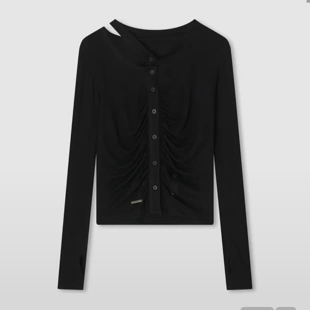에트오소메 컷 아웃 립 가디건 (블랙)