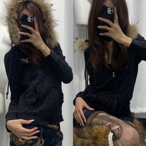 🎸바이올렛 스타 프린팅 퍼 후디🎸