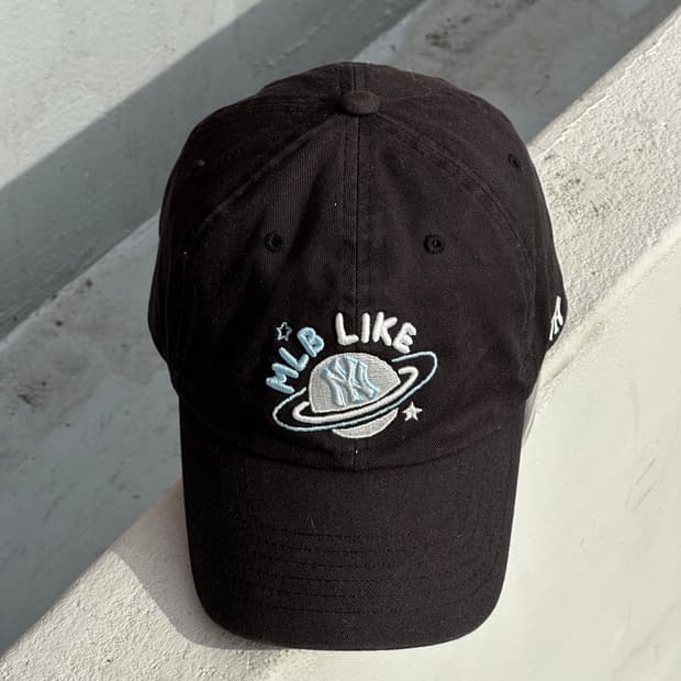 [F] MLB 로고 블랙 볼캡 모자