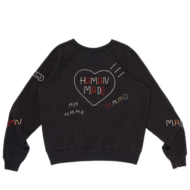 휴먼메이드 자수 스웨트셔츠 블랙 L 판매합니다