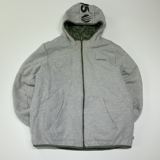 CL410 XL 아디다스 양면 퀼팅 후드 그레이올리브 자켓 아우터