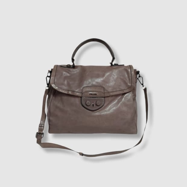 프라다 레더 플랩 브리프케이스 토트백 2way (정품)