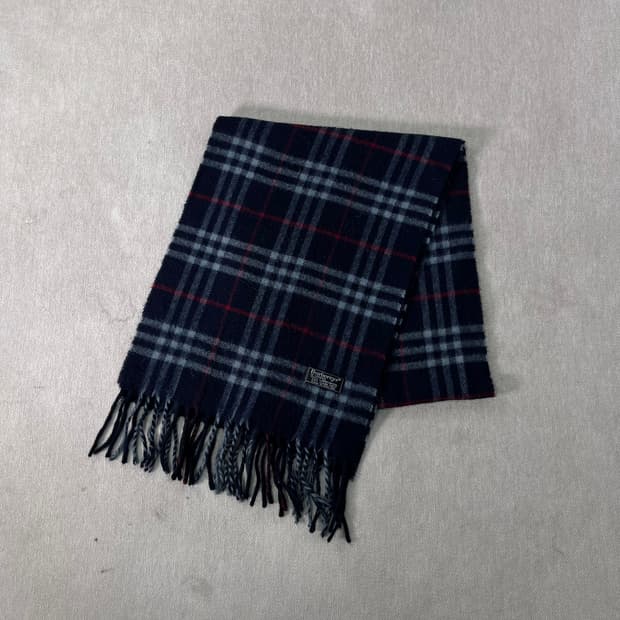 버버리 노바체크 램스울 네이비 머플러