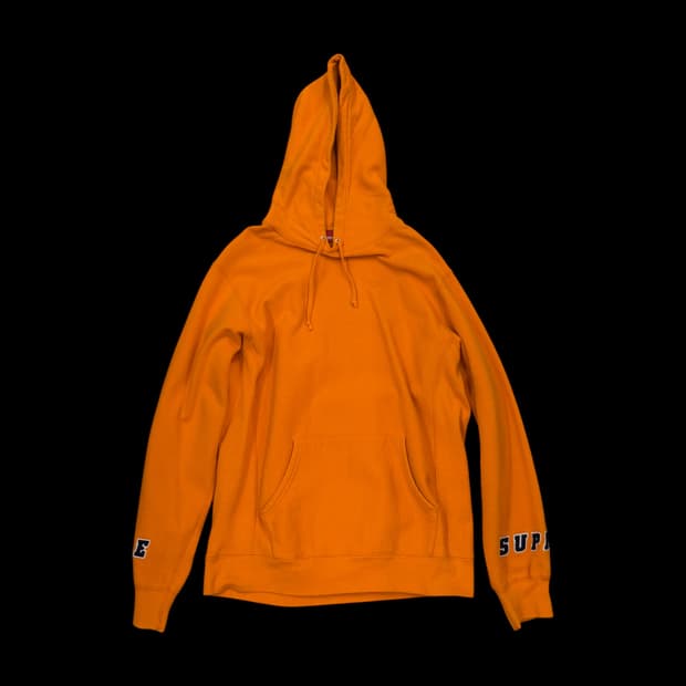 슈프림 슬리브 로고 후디 오렌지