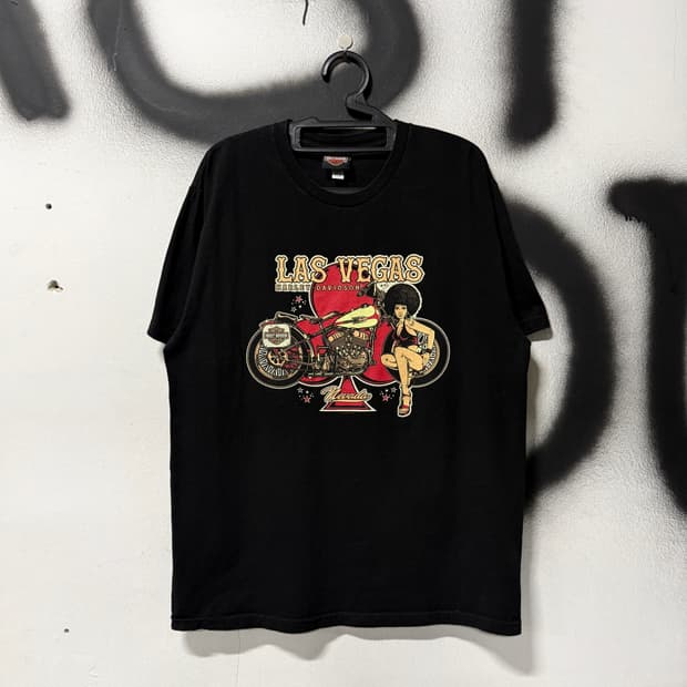 할리데이비슨 USA 라스베가스 빅 프린팅 반팔 티셔츠