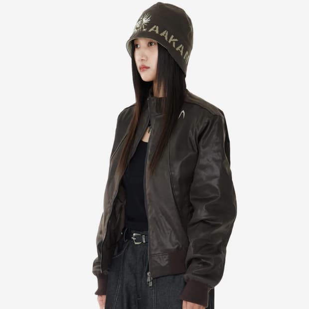 아캄 AAKAM Piping Leather Blouson Brown 자켓