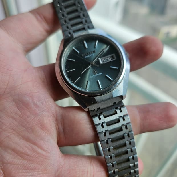 1978s 시티즌 크리스토론 초희귀 빈티지 - 딥그린 선레이 다이얼