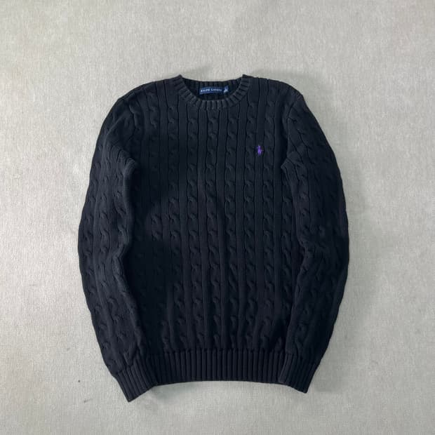 W 95 폴로랄프로렌 꽈배기 블랙 니트