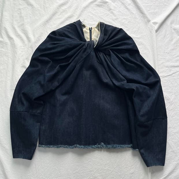 [0] 언유즈드 14aw 데님 드레이핑 컷오프 풀오버