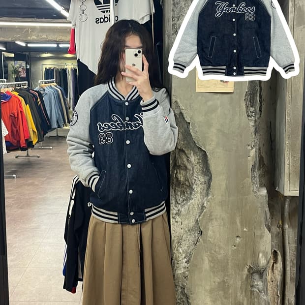 러셀 양키즈 데님 바시티 자켓 M #csz2166