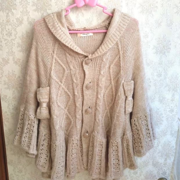 리즈멜로 리즈리사 라떼갸루 히메갸루 리본 케이프 판초 코트