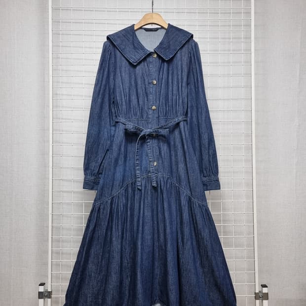 지컷 세일러카라 데님원피스 청원피스