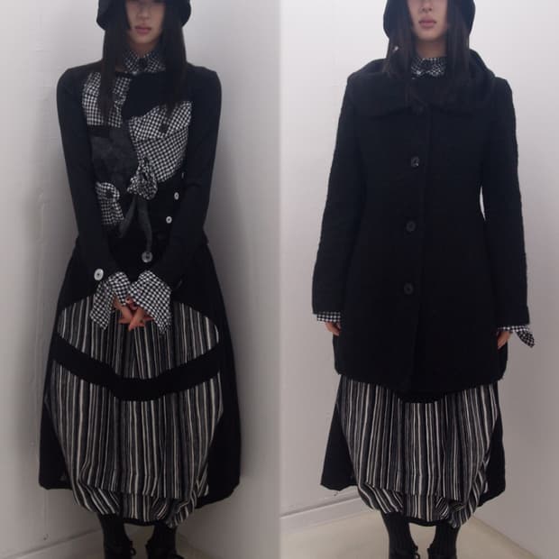 Ink stripe circle cut-out balloon skirt