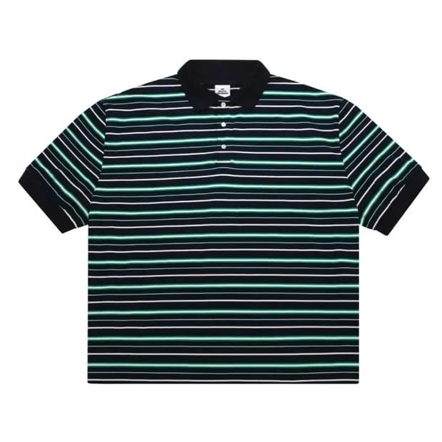 [L] MJD Oversized Stripe Polo Green