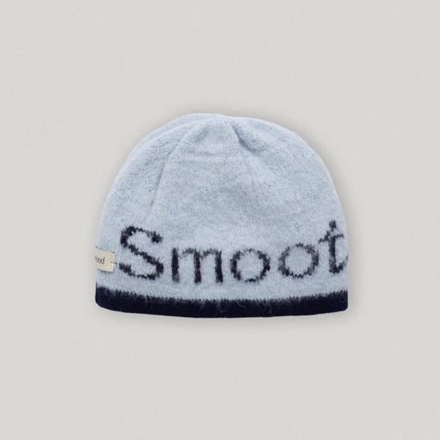 스무스무드 비니 루미 로고 니트햇 스노우블루