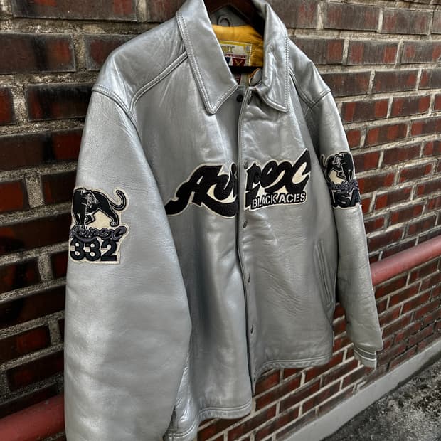 AVIREX 블랙에이스 레더 바시티 자켓(희귀 컬러)