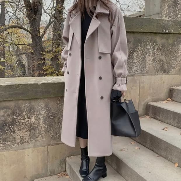 데쥬 트렌치 울코트 코코아베이지