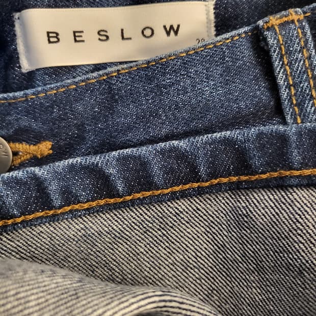 비슬로우 원턱 콘밀 데님 미드블루