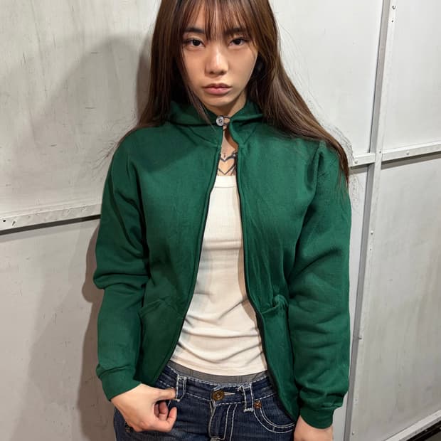 90s RUSSELL U.S.A button hood zip-up