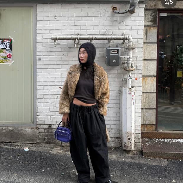 open yy full gather pants black m사이즈