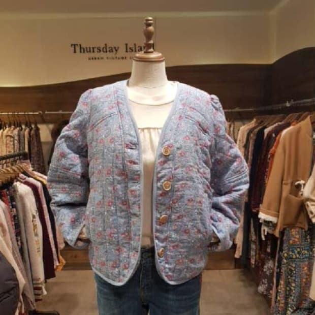 써스데이아일랜드 페이즐리 누빔자켓 55 블루 S