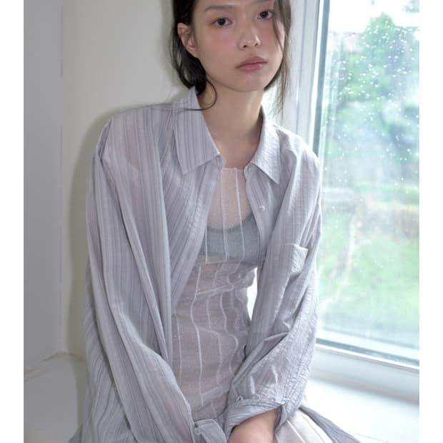 새상품:)오버듀플레어OVERSIZED TEXTURED SHIRT_GREY