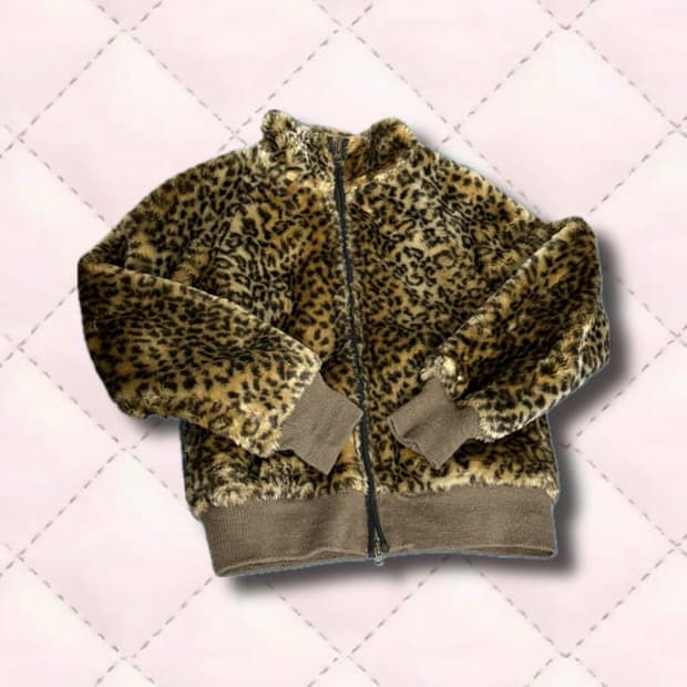 일본 갸루 호피 퍼 자켓