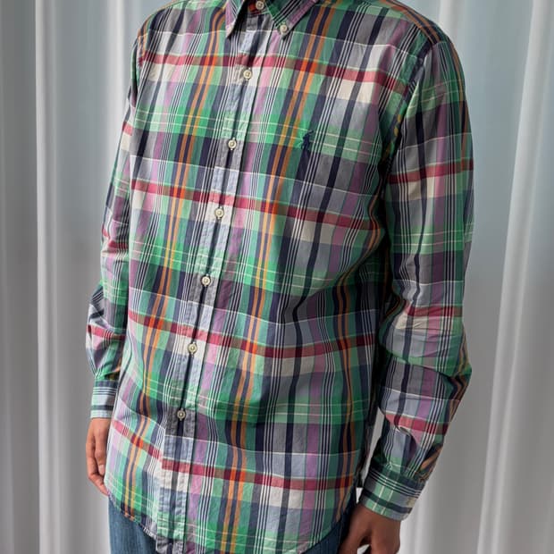 [M-L]폴로 랄프로렌 포플린 클래식핏 체크 셔츠