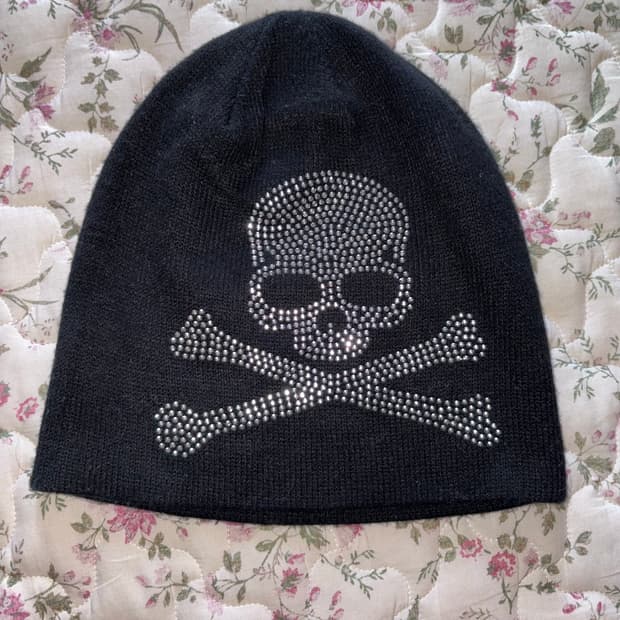 스컬 해골 핫픽스 비니 블랙