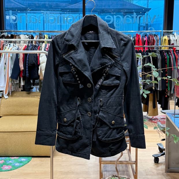 스파이어 걸 블랙 데님 라이더 자켓 